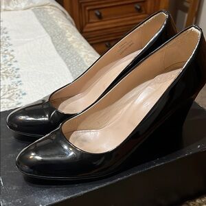 J. Crew Elegant Black Martina Patent Leather Wedge